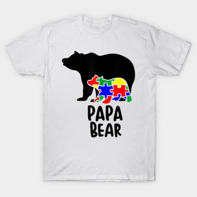 Autism Awareness Month Papa Bear T-Shirt by StuSpenceart